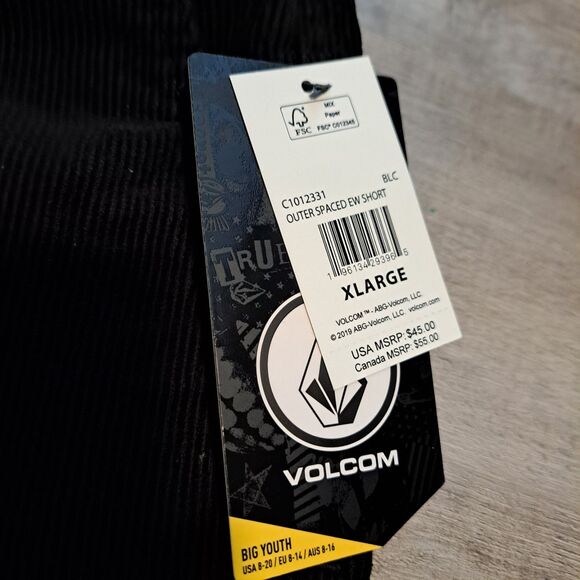 Volcom Elastic Waist Corduroy True To This Shorts Outer Spaced Black Youth XL - Picture 4 of 12